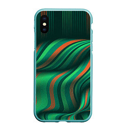 Чехол iPhone XS Max матовый Абстрактные объёмные полосы, цвет: 3D-мятный