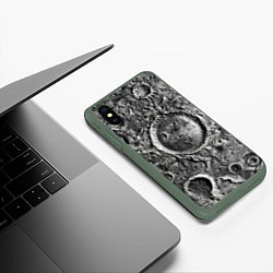 Чехол iPhone XS Max матовый Поверхность луны, цвет: 3D-темно-зеленый — фото 2