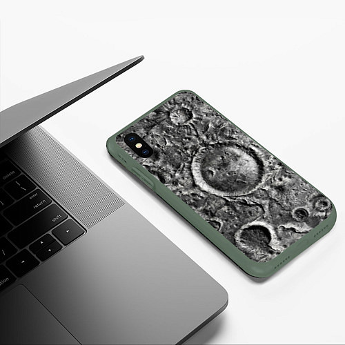 Чехол iPhone XS Max матовый Поверхность луны / 3D-Темно-зеленый – фото 3