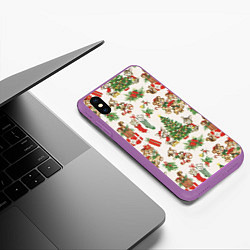 Чехол iPhone XS Max матовый Christmas Рождество, цвет: 3D-фиолетовый — фото 2