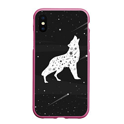 Чехол iPhone XS Max матовый Созвездие волка - волк из звезд, цвет: 3D-малиновый