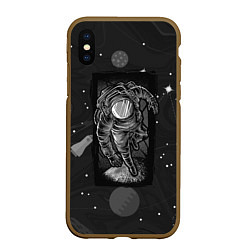 Чехол iPhone XS Max матовый Объемный космонавт, цвет: 3D-коричневый