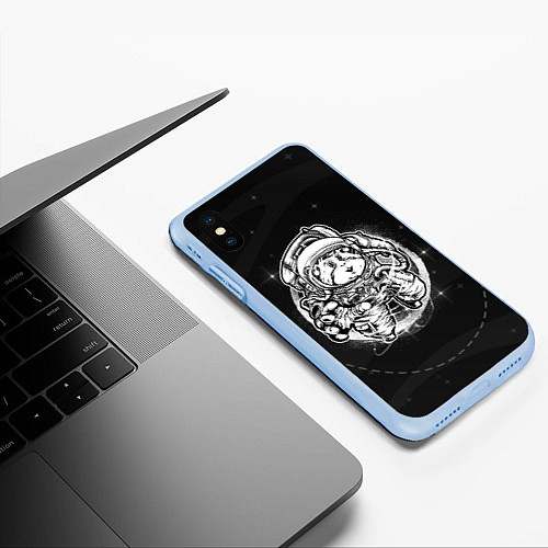 Чехол iPhone XS Max матовый Хомяк в космосе / 3D-Голубой – фото 3