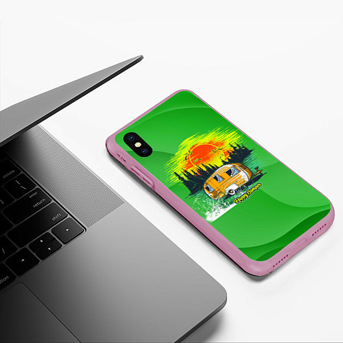 Чехол iPhone XS Max матовый Домик на колесах / 3D-Розовый – фото 3