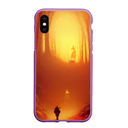 Чехол iPhone XS Max матовый Темная ведьма колдует в жутком лесу, цвет: 3D-фиолетовый