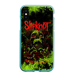 Чехол iPhone XS Max матовый Slipknot green череп, цвет: 3D-мятный