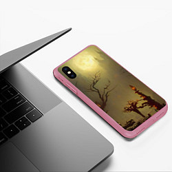 Чехол iPhone XS Max матовый Жуткий замок в тумане, цвет: 3D-малиновый — фото 2