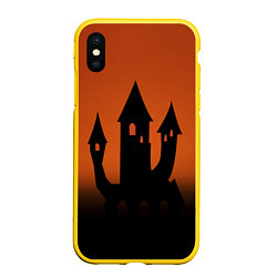 Чехол iPhone XS Max матовый Halloween - замок ведьм, цвет: 3D-желтый