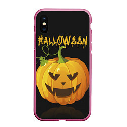 Чехол iPhone XS Max матовый Halloween : тыква, цвет: 3D-малиновый