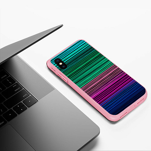 Чехол iPhone XS Max матовый Разноцветные неоновые шелковые нити / 3D-Баблгам – фото 3