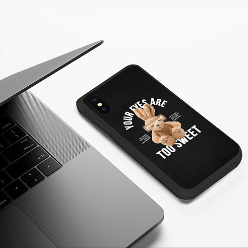 Чехол iPhone XS Max матовый Rabbit too sweet / 3D-Черный – фото 3