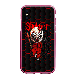 Чехол iPhone XS Max матовый Slipknot объемные соты, цвет: 3D-малиновый