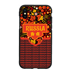 Чехол iPhone XS Max матовый Хохломская роспись - символы России, цвет: 3D-черный