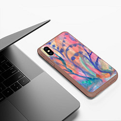 Чехол iPhone XS Max матовый Акварельный растительный узор зимнее утро, цвет: 3D-коричневый — фото 2