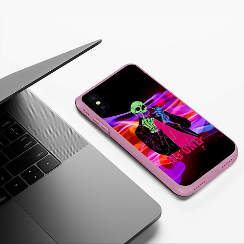 Чехол iPhone XS Max матовый Никто - Skull - Flame / 3D-Розовый – фото 3