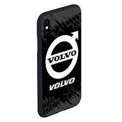 Чехол iPhone XS Max матовый Volvo speed на темном фоне со следами шин, цвет: 3D-черный — фото 2