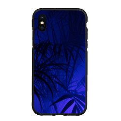 Чехол iPhone XS Max матовый Пальма в неоновом свете, цвет: 3D-черный