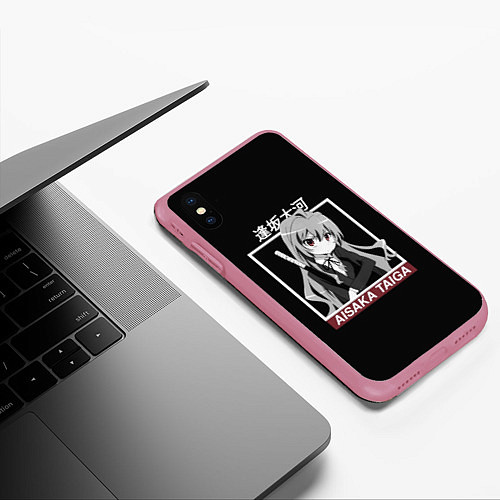 Чехол iPhone XS Max матовый ToraDora Aisaka Taiga / 3D-Малиновый – фото 3