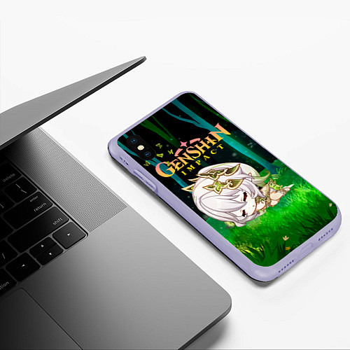 Чехол iPhone XS Max матовый Нахида прилегла в лесу / 3D-Светло-сиреневый – фото 3