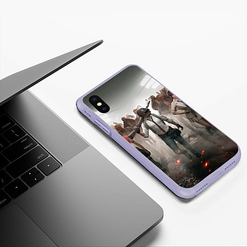 Чехол iPhone XS Max матовый ПAБГ / 3D-Светло-сиреневый – фото 3