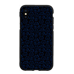 Чехол iPhone XS Max матовый Мультяшные мордочки, цвет: 3D-черный