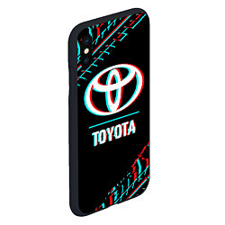 Чехол iPhone XS Max матовый Значок Toyota в стиле glitch на темном фоне, цвет: 3D-черный — фото 2