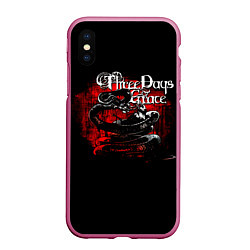 Чехол iPhone XS Max матовый Three Days Grace змея и ворон, цвет: 3D-малиновый