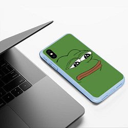 Чехол iPhone XS Max матовый Лягушонок Pepe грустит, цвет: 3D-голубой — фото 2