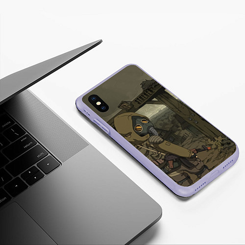 Чехол iPhone XS Max матовый STALKER тень чернобыля нарисованный постер / 3D-Светло-сиреневый – фото 3