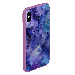 Чехол iPhone XS Max матовый Акварельная абстракция в синих тонах, цвет: 3D-фиолетовый — фото 2
