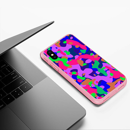Чехол iPhone XS Max матовый Абстракция в неоновых цветах / 3D-Баблгам – фото 3
