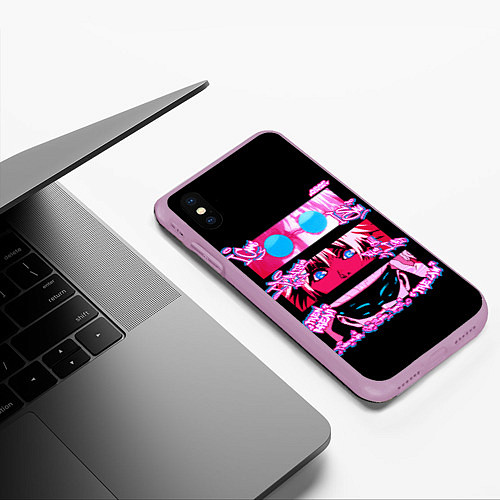 Чехол iPhone XS Max матовый Взгляды Сатору Годжо - Магическая битва / 3D-Сиреневый – фото 3