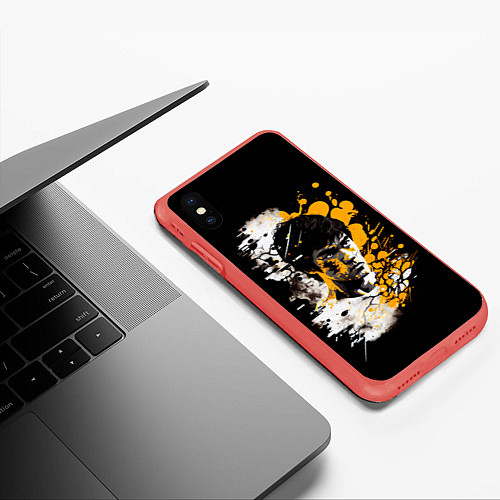 Чехол iPhone XS Max матовый Брюс Ли в стиле поп арт / 3D-Красный – фото 3