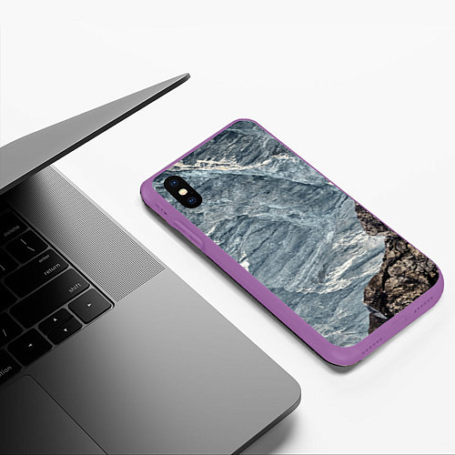 Чехол iPhone XS Max матовый Море и гора / 3D-Фиолетовый – фото 3