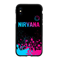 Чехол iPhone XS Max матовый Nirvana - neon gradient: символ сверху, цвет: 3D-черный