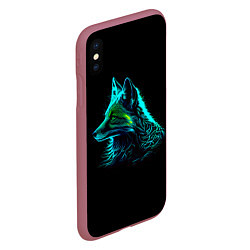 Чехол iPhone XS Max матовый Неоновая лиса, цвет: 3D-малиновый — фото 2