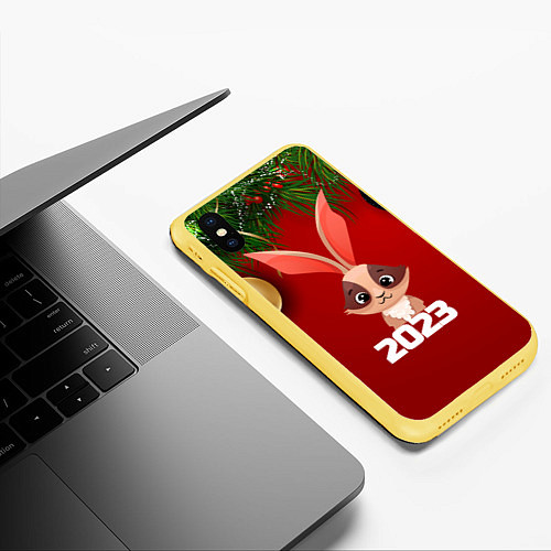 Чехол iPhone XS Max матовый Кролик 2023 / 3D-Желтый – фото 3