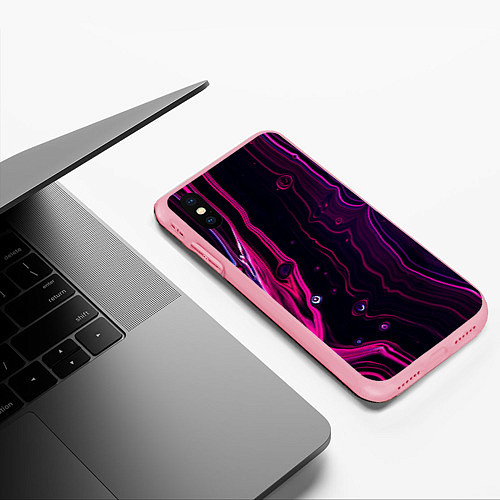 Чехол iPhone XS Max матовый Фиолетовые линии песка во тьме / 3D-Баблгам – фото 3