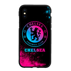 Чехол iPhone XS Max матовый Chelsea - neon gradient, цвет: 3D-черный
