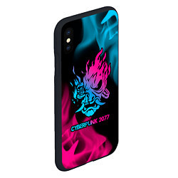 Чехол iPhone XS Max матовый Cyberpunk 2077 - neon gradient, цвет: 3D-черный — фото 2