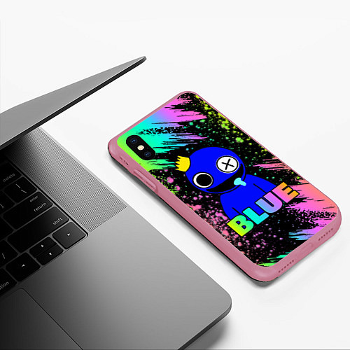 Чехол iPhone XS Max матовый Rainbow Friends - Blue / 3D-Малиновый – фото 3