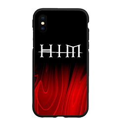 Чехол iPhone XS Max матовый HIM red plasma, цвет: 3D-черный