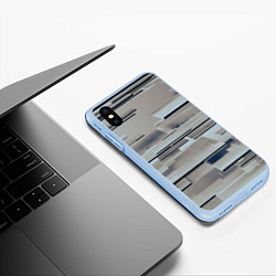 Чехол iPhone XS Max матовый Металлические пластины в абстракции, цвет: 3D-голубой — фото 2