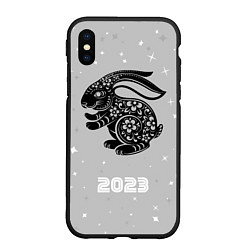 Чехол iPhone XS Max матовый Символ 2023 года черный водяной кролик, цвет: 3D-черный