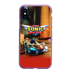 Чехол iPhone XS Max матовый Team Sonic racing - hedgehog - video game, цвет: 3D-фиолетовый