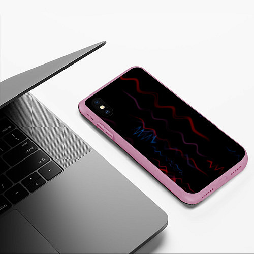 Чехол iPhone XS Max матовый Абстрактные спирали РНК / 3D-Розовый – фото 3