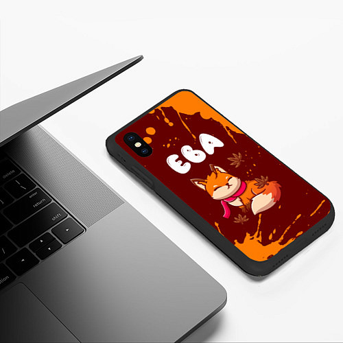 Чехол iPhone XS Max матовый Ева осенняя лисичка / 3D-Черный – фото 3