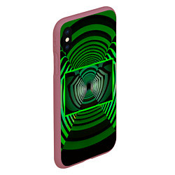 Чехол iPhone XS Max матовый Зелёный туннель - оптическая иллюзия, цвет: 3D-малиновый — фото 2