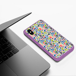Чехол iPhone XS Max матовый Этно орнамент, цвет: 3D-фиолетовый — фото 2