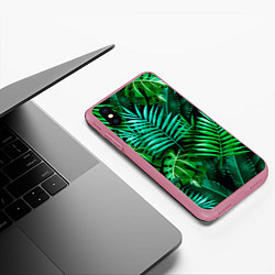 Чехол iPhone XS Max матовый Тропические растения - текстура, цвет: 3D-малиновый — фото 2